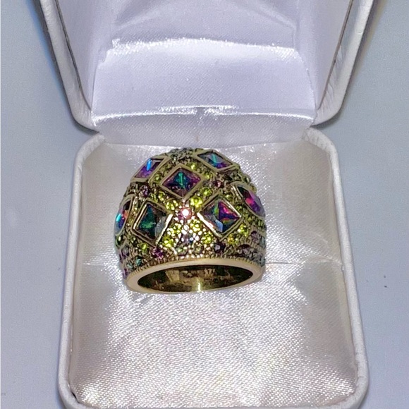 Heidi Daus statement cocktail ring multi color gems size 7 - Picture 2 of 4